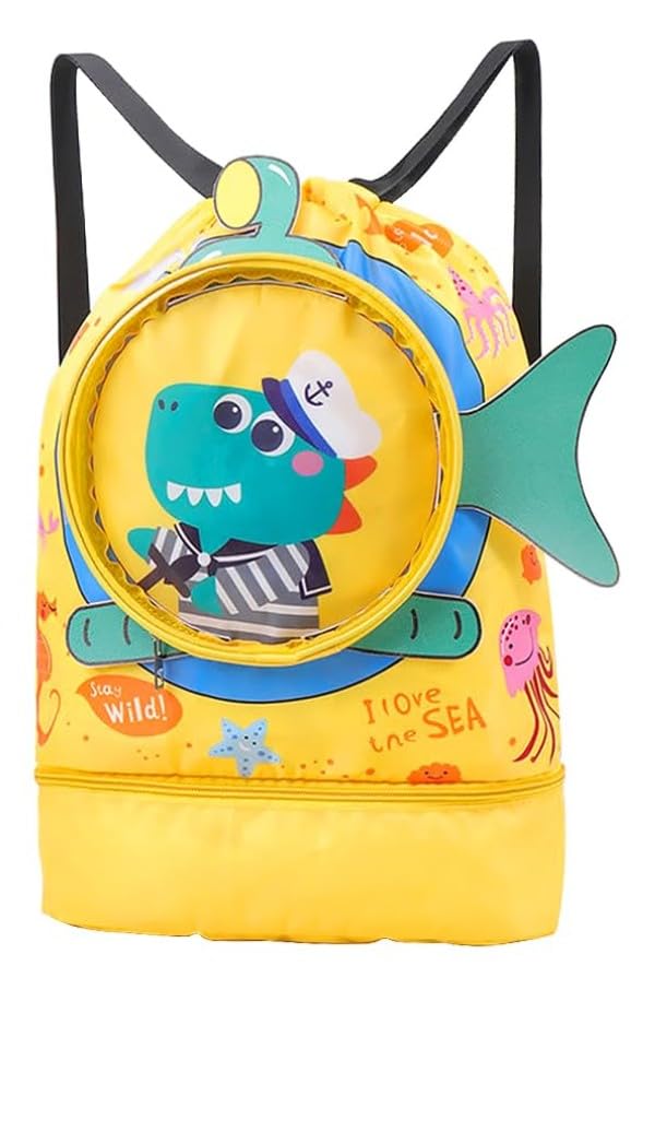 PALAY Swimming Bag for Kids Cartoonish Print Shoulder Bag for Kids Large Capacity Backpack for Girls Boys Wet Dry Separation Drawstring Bag Beach Bag for Clothes, Swimming Goggles, Shoes, Yellow PALAY Swimming Bag for Kids Cartoonish Print Shoulder Bag for Kids Large Capacity Backpack for Girls Boys Wet Dry Separation Drawstring Bag Beach Bag for Clothes, Swimming Goggles, Shoes, Yellow